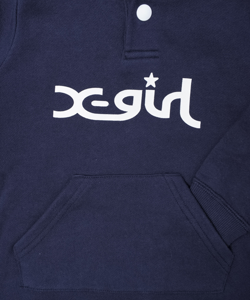 X-girl Stages(エックスガールステージス)の「LOGO BASIC HOODED DRESS(12M~3T)(ワンピース・キッズ・アッシュ/ピンク/ネイビー・12M/2T/3T)」の5枚目の写真