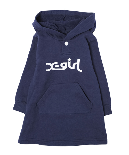 X-girl Stages(エックスガールステージス)の「LOGO BASIC HOODED DRESS(12M~3T)(ワンピース・キッズ・アッシュ/ピンク/ネイビー・12M/2T/3T)」の6枚目の写真