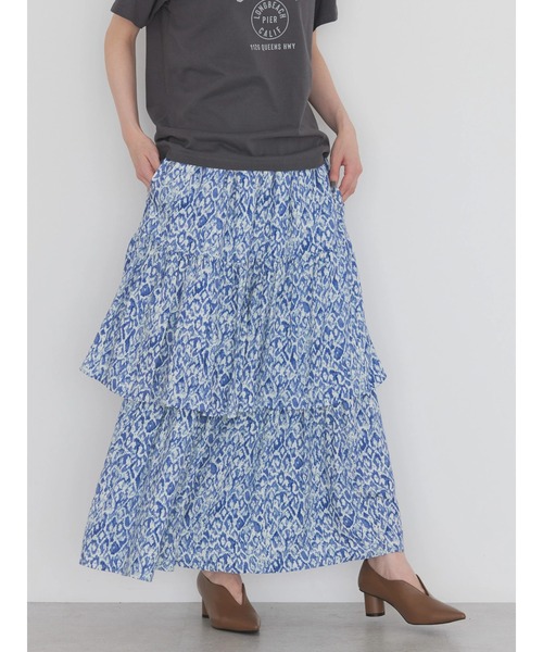 AMERICAN HOLIC（アメリカンホリック）の「ティアードエスニックプリントスカート（スカート・レディース・オレンジ/ブルー・L/M）」の4枚目の写真