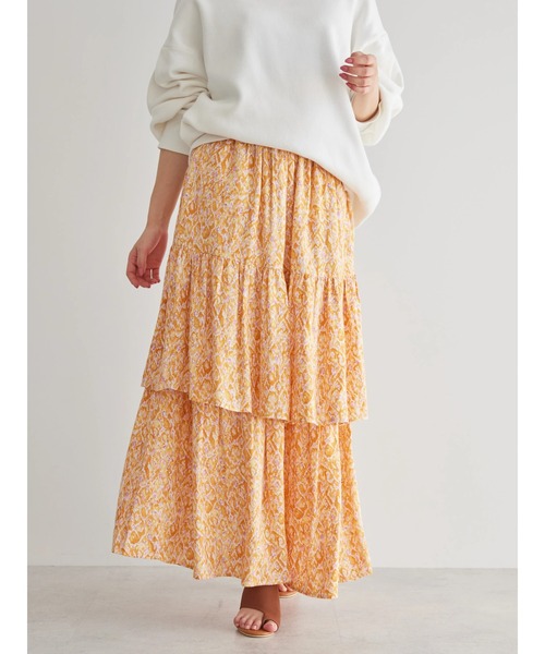 AMERICAN HOLIC（アメリカンホリック）の「ティアードエスニックプリントスカート（スカート・レディース・オレンジ/ブルー・L/M）」の8枚目の写真