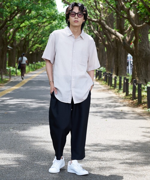 Blue Standard (ブルースタンダード)の「【BLUE STANDARD/ブルースタンダード】接触冷感 ポリトロワンタック ウエストゴム クロップドパンツ(その他パンツ・メンズ・チャコールグレー/ブルー/ブラック/ベージュ・MEDIUM/LARGE/X-LARGE)」の15枚目の写真