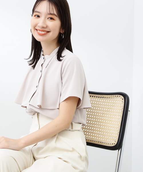 N.（N. Natural Beauty Basic）（エヌエヌナチュラルビューティーベーシック）の「◆ケープディティールブラウス（シャツ/ブラウス・レディース・ブラック/ナチュラル/グレー系その他/パープル/ミント・MEDIUM）」の3枚目の写真