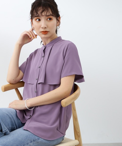 N.（N. Natural Beauty Basic）（エヌエヌナチュラルビューティーベーシック）の「◆ケープディティールブラウス（シャツ/ブラウス・レディース・ブラック/ナチュラル/グレー系その他/パープル/ミント・MEDIUM）」の5枚目の写真