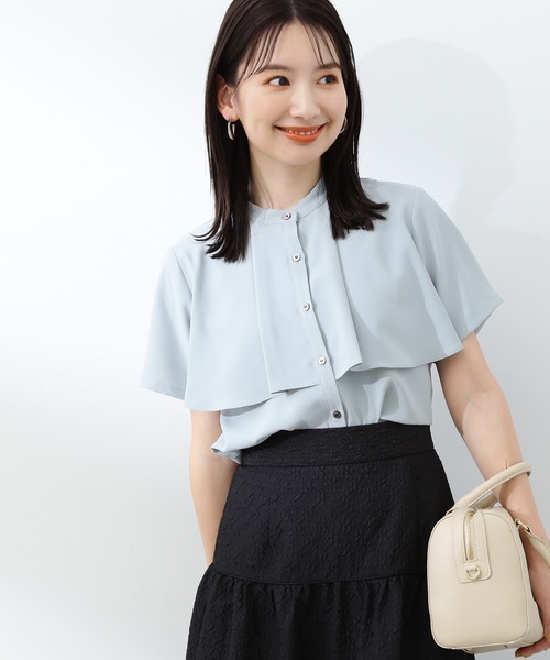 N.（N. Natural Beauty Basic）（エヌエヌナチュラルビューティーベーシック）の「◆ケープディティールブラウス（シャツ/ブラウス・レディース・ブラック/ナチュラル/グレー系その他/パープル/ミント・MEDIUM）」の4枚目の写真