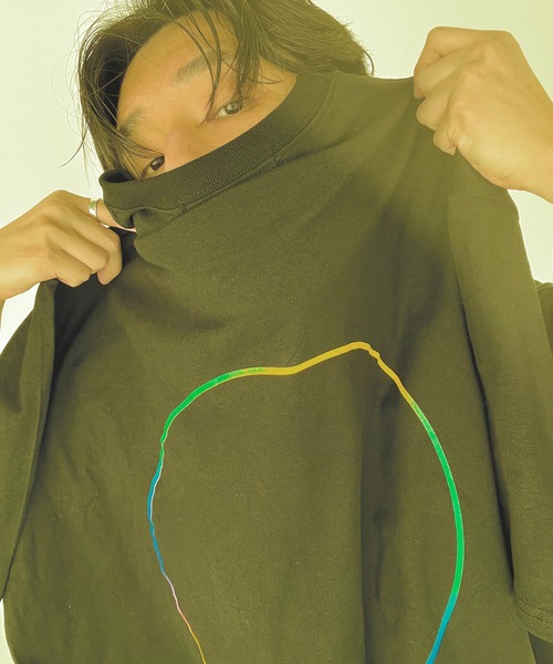 minsobi(ミンソビ)の「グラデーションサークルT ビッグシルエット半袖カットソー(Tシャツ/カットソー・メンズ・ブラック/ホワイト・FREE)」の4枚目の写真