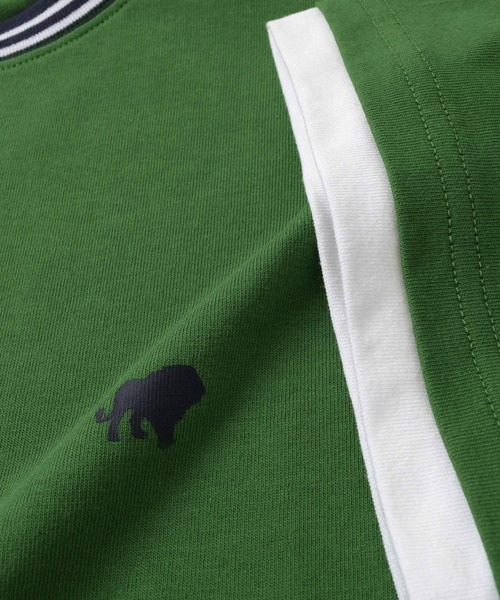 GLAZOS（グラソス）の「【接触冷感】袖レイヤードラインリブワンポイント半袖Tシャツ（Tシャツ/カットソー・キッズ・ネイビー/ホワイト/グリーン・160cm/170cm/150cm/140cm）」の15枚目の写真