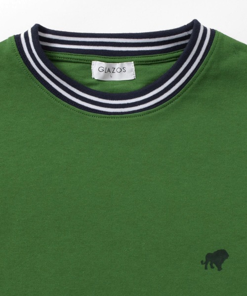 GLAZOS（グラソス）の「【接触冷感】袖レイヤードラインリブワンポイント半袖Tシャツ（Tシャツ/カットソー・キッズ・ネイビー/ホワイト/グリーン・160cm/170cm/150cm/140cm）」の8枚目の写真