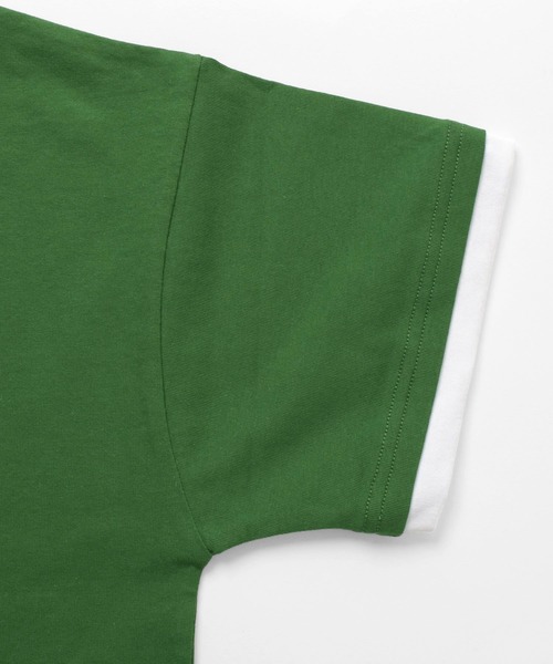 GLAZOS（グラソス）の「【接触冷感】袖レイヤードラインリブワンポイント半袖Tシャツ（Tシャツ/カットソー・キッズ・ネイビー/ホワイト/グリーン・160cm/170cm/150cm/140cm）」の9枚目の写真