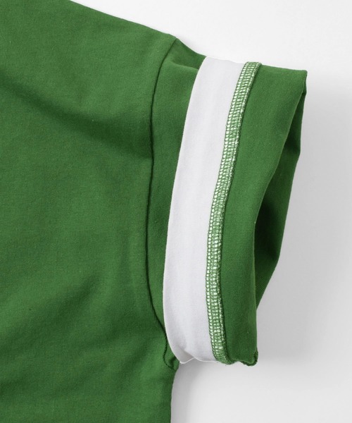 GLAZOS（グラソス）の「【接触冷感】袖レイヤードラインリブワンポイント半袖Tシャツ（Tシャツ/カットソー・キッズ・ネイビー/ホワイト/グリーン・160cm/170cm/150cm/140cm）」の10枚目の写真