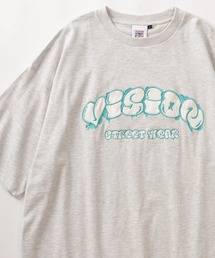 【VISION STREET  WEAR/ヴィジョンストリートウェア】バブルロゴ サテン刺繍デザイン オーバーサイズ 半袖Tシャツ/ビッグシルエット