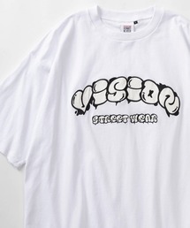【VISION STREET WEAR/ヴィジョンストリートウェア】バブルロゴ サテン刺繍デザイン オーバーサイズ 半袖Tシャツ/ビッグシルエット