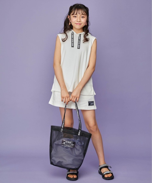 SISTER JENNI（SISTER JENNI）の「ロゴテープパイルセットアップ（タンクトップ・キッズ・オフホワイト/ブラック・130cm/160cm/140cm/150cm）」の3枚目の写真