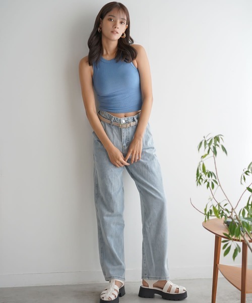 Auntie Rosa（アンティローザ）の「ショート丈コットンリブニットタンクトップ（タンクトップ・レディース・ブラック/ホワイト/ベージュ/ネイビー・SMALL/MEDIUM）」の14枚目の写真