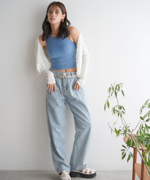 Auntie Rosa（アンティローザ）の「ショート丈コットンリブニットタンクトップ（タンクトップ・レディース・ブラック/ホワイト/ベージュ/ネイビー・SMALL/MEDIUM）」の19枚目の写真