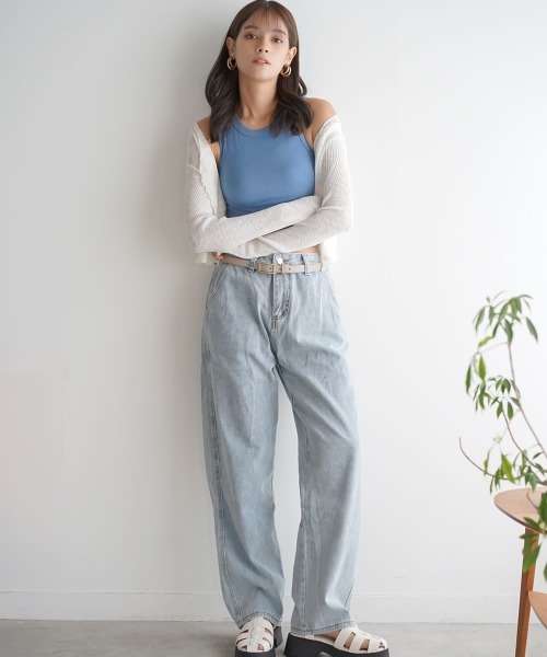 Auntie Rosa（アンティローザ）の「ショート丈コットンリブニットタンクトップ（タンクトップ・レディース・ブラック/ホワイト/ベージュ/ネイビー・SMALL/MEDIUM）」の5枚目の写真