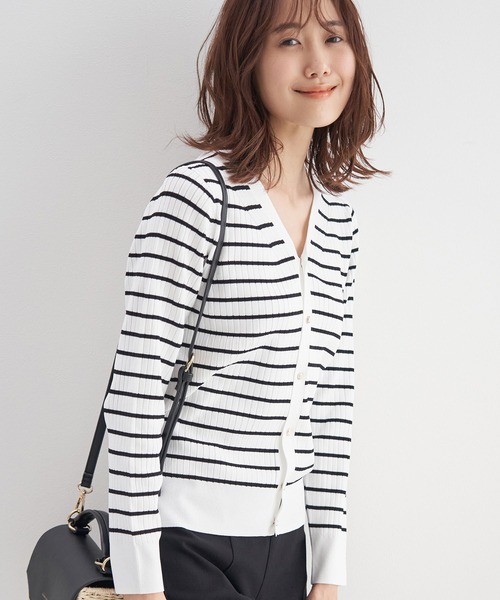 UVカット・洗濯機OK/ワイドリブニットカーディガン