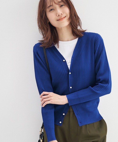 UVカット・洗濯機OK/ワイドリブニットカーディガン