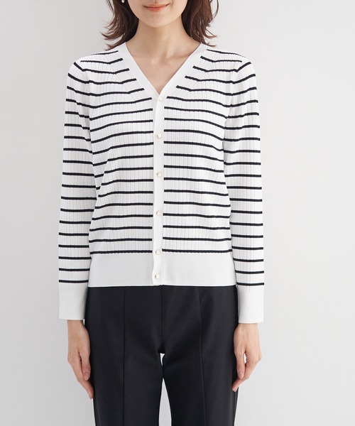 ROPE' PICNIC（ロペピクニック）の「ワイドリブニットカーディガン/UVカット・洗える（カーディガン/ボレロ・レディース・ブラック/ホワイト系その他5/ブルー/ピンク系その他2・38）」の18枚目の写真