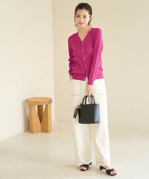 ROPE' PICNIC（ロペピクニック）の「ワイドリブニットカーディガン/UVカット・洗える（カーディガン/ボレロ・レディース・ブラック/ホワイト系その他5/ブルー/ピンク系その他2・38）」の9枚目の写真