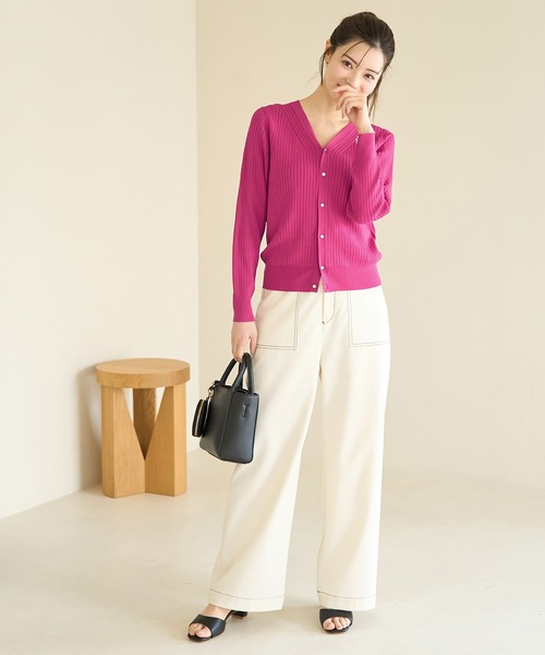 ROPE' PICNIC（ロペピクニック）の「ワイドリブニットカーディガン/UVカット・洗える（カーディガン/ボレロ・レディース・ブラック/ホワイト系その他5/ブルー/ピンク系その他2・38）」の11枚目の写真