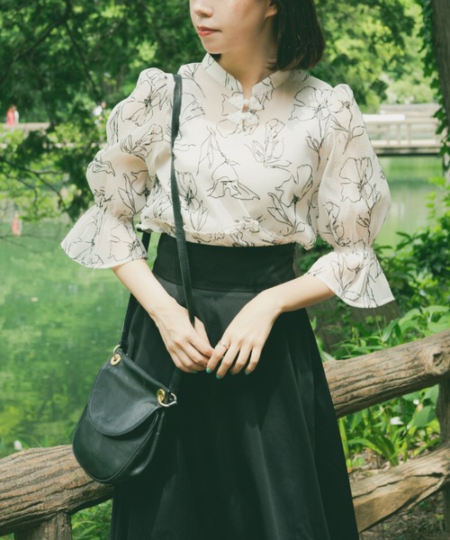 kutir（クティール）の「【クティールとレトロ】チャイナジャガードブラウス（シャツ/ブラウス・レディース・グリーン/アイボリー/ブルー・FREE）」の2枚目の写真