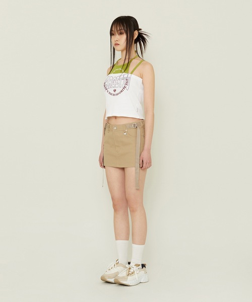 TARGETTO(ターゲット)の「【TARGETTO 】レイヤード ホルターネック スリーブレス / LAYERED HALTERNECK SLEEVELESS(キャミソール・レディース・グレー/ホワイト・FREE)」の5枚目の写真