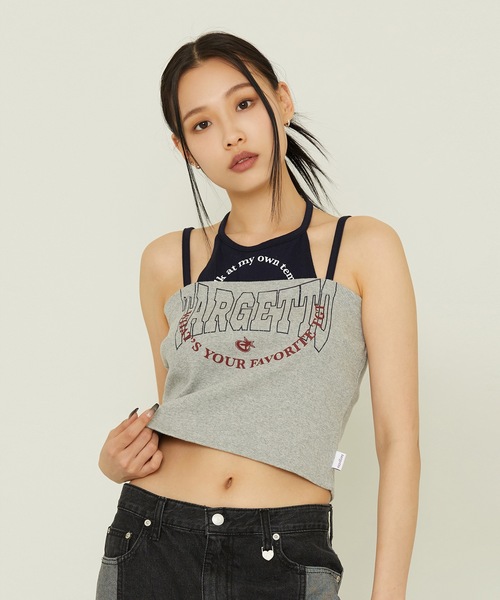TARGETTO(ターゲット)の「【TARGETTO 】レイヤード ホルターネック スリーブレス / LAYERED HALTERNECK SLEEVELESS(キャミソール・レディース・グレー/ホワイト・FREE)」の8枚目の写真