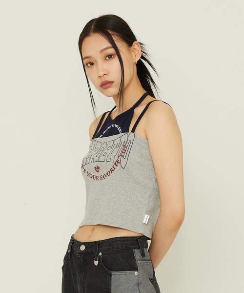 TARGETTO(ターゲット)の「【TARGETTO 】レイヤード ホルターネック スリーブレス / LAYERED HALTERNECK SLEEVELESS(キャミソール・レディース・グレー/ホワイト・FREE)」の21枚目の写真