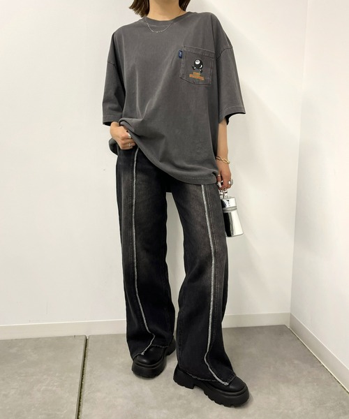 WHO'S WHO gallery(フーズフーギャラリー)の「COOPER FACTヘビーウェイトビリヤードロゴビッグポケTEE(Tシャツ/カットソー・レディース・ホワイト/チャコールグレー・FREE)」の5枚目の写真