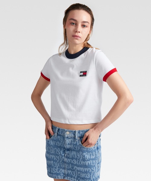 tommy jeans(トミー ジーンズ)の「バッジロゴリンガーTシャツ(Tシャツ/カットソー・レディース・ホワイト/ピンク・MEDIUM/SMALL/X-SMALL)」の2枚目の写真