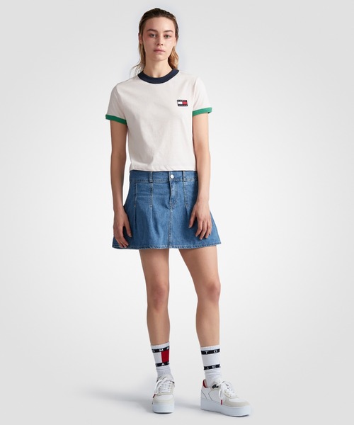 tommy jeans(トミー ジーンズ)の「バッジロゴリンガーTシャツ(Tシャツ/カットソー・レディース・ホワイト/ピンク・MEDIUM/SMALL/X-SMALL)」の11枚目の写真