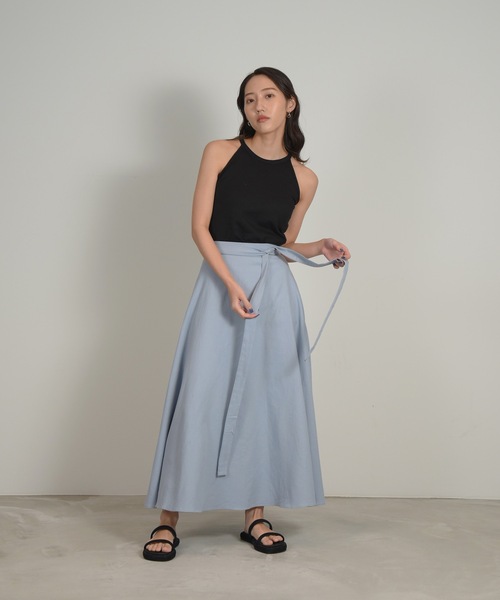 I_am（アイアム）の「front ribbon design skirt / フロントリボンデザインスカート（スカート・レディース・アイボリー/ブルー系・FREE）」の5枚目の写真