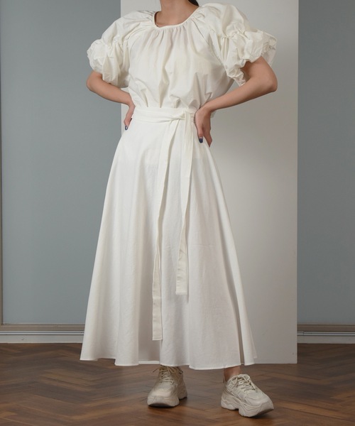 I_am（アイアム）の「front ribbon design skirt / フロントリボンデザインスカート（スカート・レディース・アイボリー/ブルー系・FREE）」の10枚目の写真