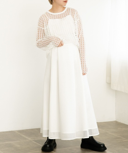PLUS】 MSGM MESH MIX LONG BLOUSE/MSGMメッシュミックスロング