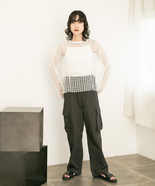 KBF(ケイビーエフ)の「切替メッシュプルオーバー(Tシャツ/カットソー・レディース・アイボリー/オフホワイト/ブラック・ONE)」の18枚目の写真