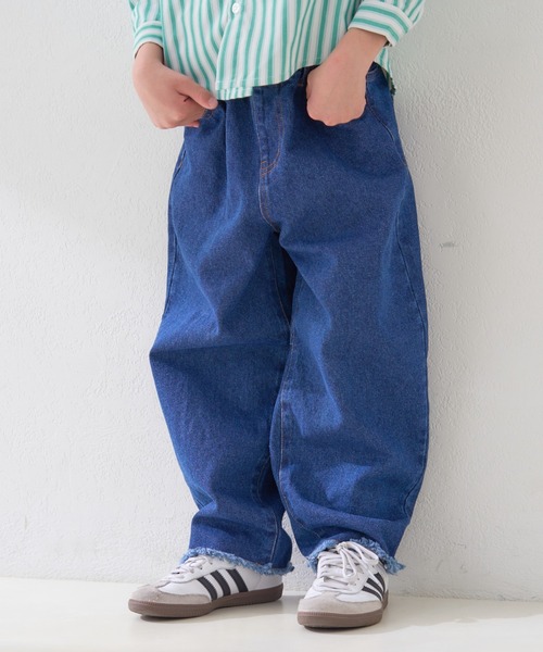 CIAOPANIC TYPY（チャオパニックティピー）の「【KIDS】【TYPY DENIM】甘織り裾フリンジカーブデニム（デニムパンツ・キッズ・ネイビー/サックスブルー/グレー/ベージュ/ブラック・S/M/L/XL/XXL）」の15枚目の写真