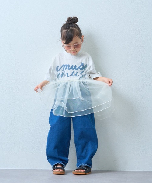 CIAOPANIC TYPY（チャオパニックティピー）の「【KIDS】【TYPY DENIM】甘織り裾フリンジカーブデニム（デニムパンツ・キッズ・ネイビー/サックスブルー/グレー/ベージュ/ブラック・S/M/L/XL/XXL）」の9枚目の写真