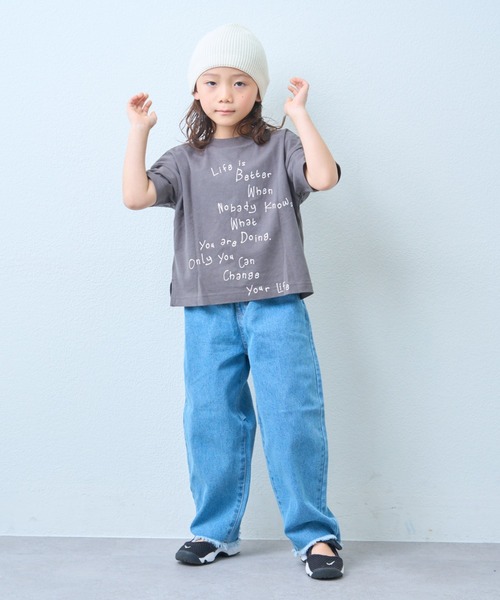 CIAOPANIC TYPY（チャオパニックティピー）の「【KIDS】【TYPY DENIM】甘織り裾フリンジカーブデニム（デニムパンツ・キッズ・ネイビー/サックスブルー/グレー/ベージュ/ブラック・S/M/L/XL/XXL）」の12枚目の写真