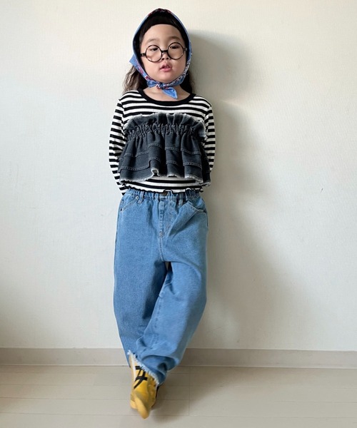 KIDS】【TYPY DENIM】甘織り裾フリンジカーブデニム（デニム