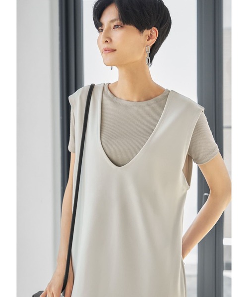 STYLE DELI（スタイルデリ）の「とろけるとろみリブカットソートップス（Tシャツ/カットソー・レディース・ホワイト/チャコールグレー/ブラック/オリーブ・MEDIUM）」の4枚目の写真