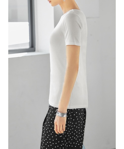 STYLE DELI（スタイルデリ）の「とろけるとろみリブカットソートップス（Tシャツ/カットソー・レディース・ホワイト/チャコールグレー/ブラック/オリーブ・MEDIUM）」の13枚目の写真