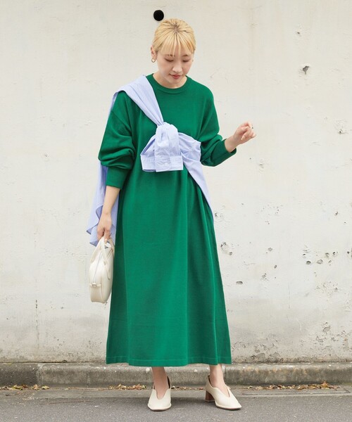 FREAK'S STORE(フリークスストア)の「限定展開 フレア マキシ カラー ニットワンピース(ワンピース・レディース・レッド/ナチュラル/グリーン/ブラウン/ブルー/ブラック/オレンジ・SMALL/MEDIUM)」の13枚目の写真