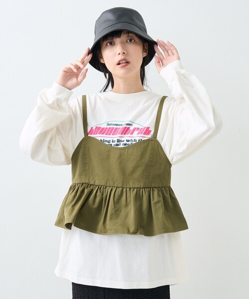 FREAK'S STORE(フリークスストア)の「ミリタリー フリル ビスチェ(キャミソール・レディース・オリーブ/ブラック・フリ-)」の1枚目の写真