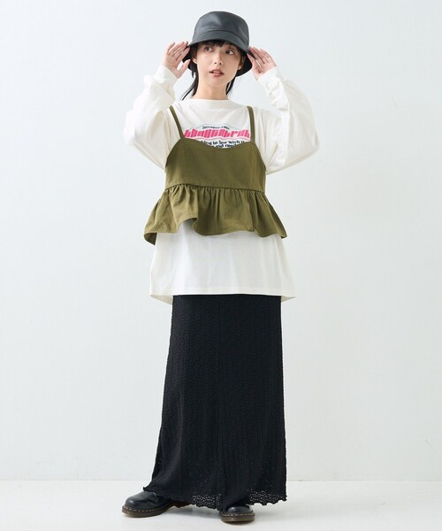 FREAK'S STORE(フリークスストア)の「ミリタリー フリル ビスチェ(キャミソール・レディース・オリーブ/ブラック・フリ-)」の3枚目の写真