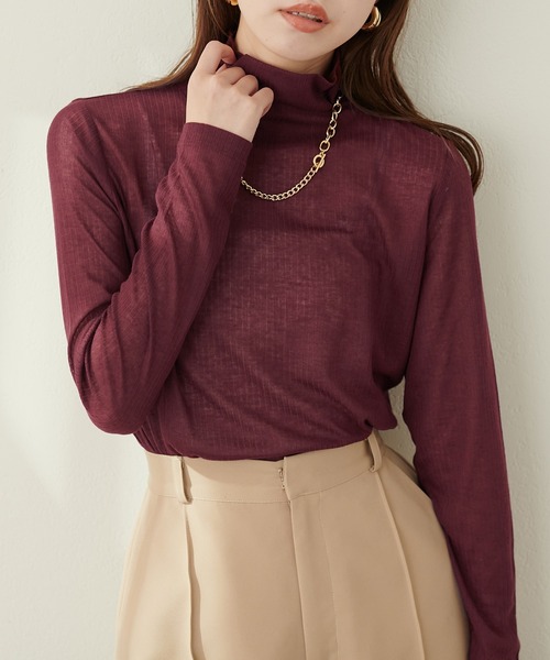 natural couture(ナチュラルクチュール)の「シアーテレコタートル(Tシャツ/カットソー・レディース・ボルドー/ブラック/グリーン/オフホワイト・FREE)」の2枚目の写真