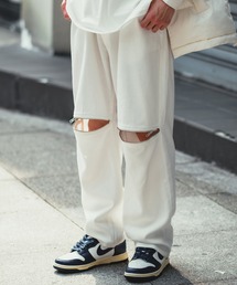 improves | ヒザZIP ワイド ケミカルデニム／ツイル バギーパンツ(デニムパンツ)