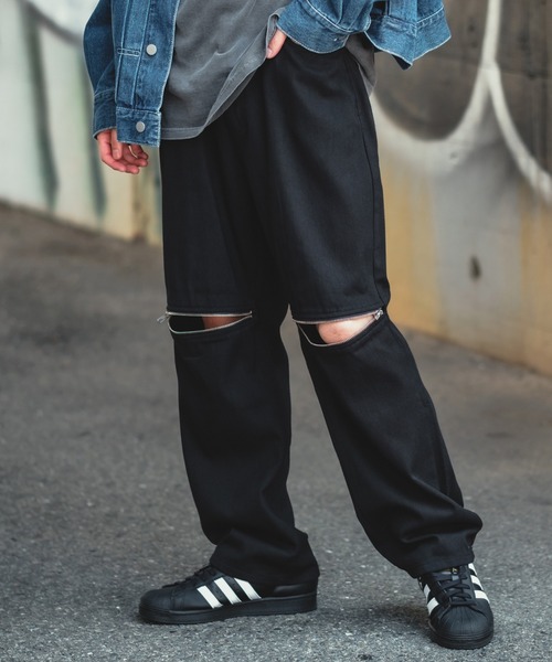 LEFLAH ケミカルバギーパンツ size XL 楽天市場】バギーパンツ メンズ デニム レザー ワイドパンツ