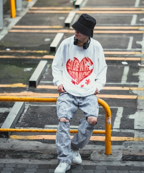 improves(インプローブス)の「ヒザZIP ワイド ケミカルデニム/ツイル バギーパンツ(デニムパンツ・メンズ・ケミカルウォッシュ/ホワイト/ブラック/ブラック系・MEDIUM/LARGE)」の21枚目の写真