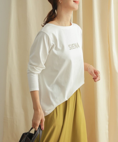 URBAN RESEARCH DOORS（アーバンリサーチドアーズ）の「刺しゅうロゴロングスリーブTシャツ（Tシャツ/カットソー・レディース・ネイビー/ベージュ系その他・MEDIUM）」の10枚目の写真