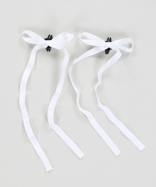 SPINNS(スピンズ)の「【2個セット】サテンリボンヘアクリップ(バレッタ/ヘアクリップ・レディース・ピンク/イエロー/ブラック/グレー/ホワイト・ONESIZE)」の2枚目の写真